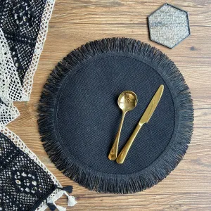 Set De Table Rond Jute Noir
