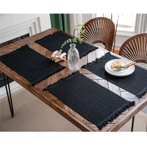 Set De Table Avec Pompon Noires